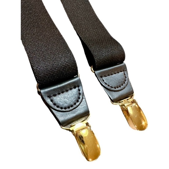 MENS SUSPENDERS, NWOT, IN SATIN BLACK FINISH WITH GOLD CLIPS. - Picture 4 of 6